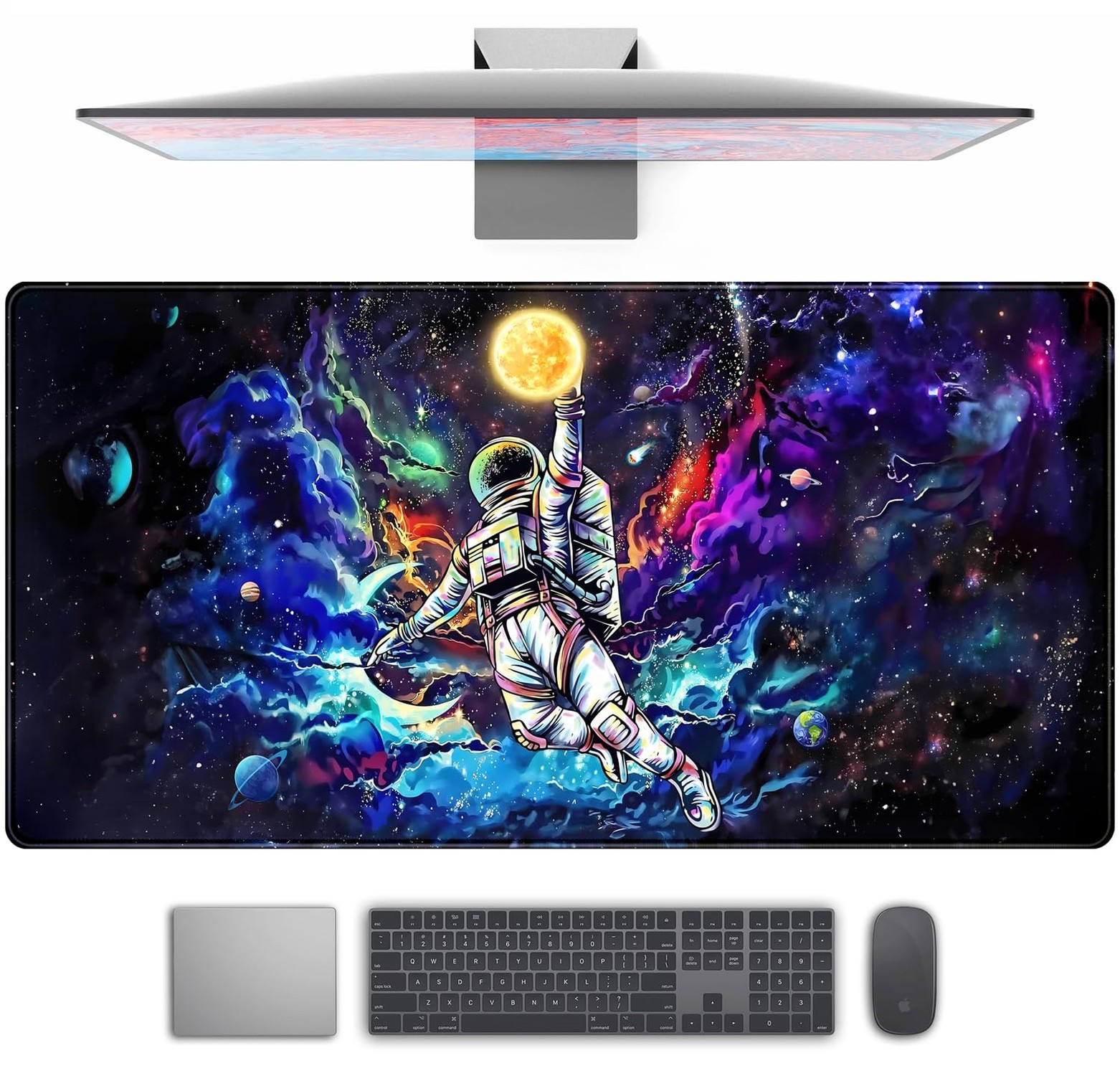 Astronaut Desk Space Mouse Pad for Boys - Galaxy Gaming Mouse Pad, 31.5x15.7i...