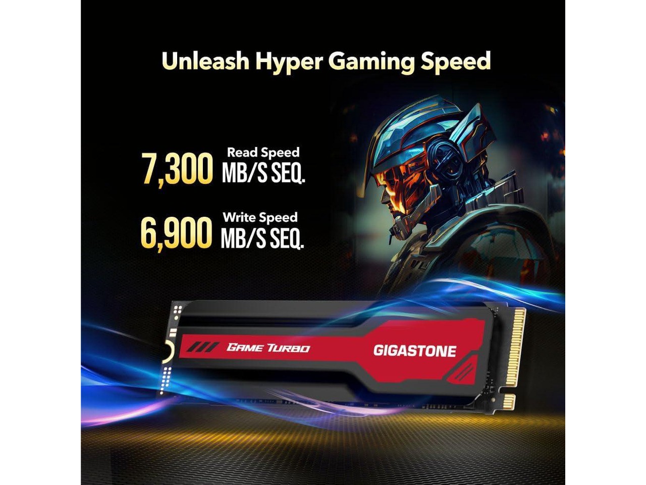 GIGASTONE Game Turbo PCIe Gen4x4 SSD 2TB, Speed Up to 7,300MB/s, Heat Sink, with