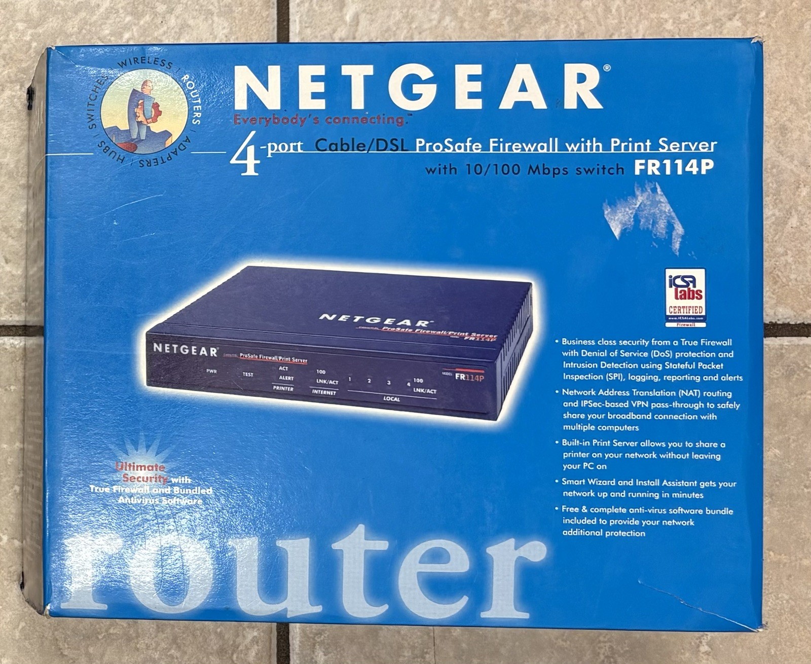 Netgear FR114P 100 Mbps 4-Port 10/100 Wireless Router FR114PNA - Works Perfect