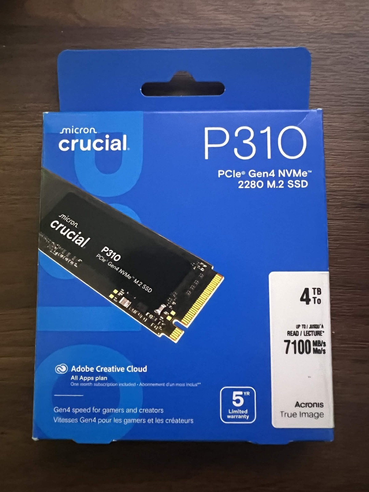 Crucial P310 4TB PCIe  Gen 4.0 x4 NVMe M.2 2280 Internal SSD 2 Charge Cycles