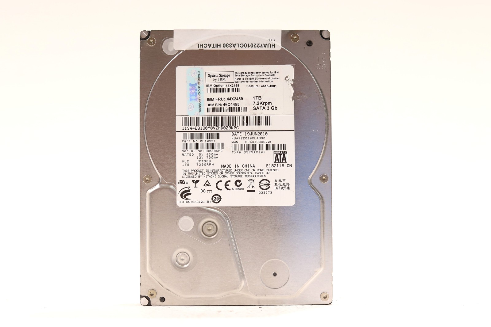 IBM HUA722010CLA330 1TB 3.5" 3Gbs 64MB 7.2K RPM SATA HDD FRU P/N: 44X2459 Tested