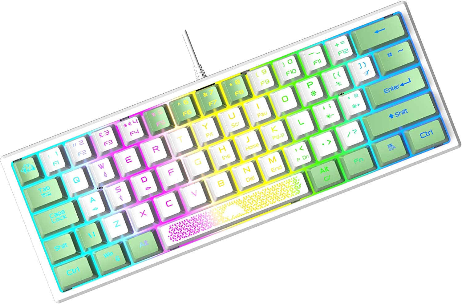 K61 60% Gaming Keyboard RGB Backlit, 62Key Layout 