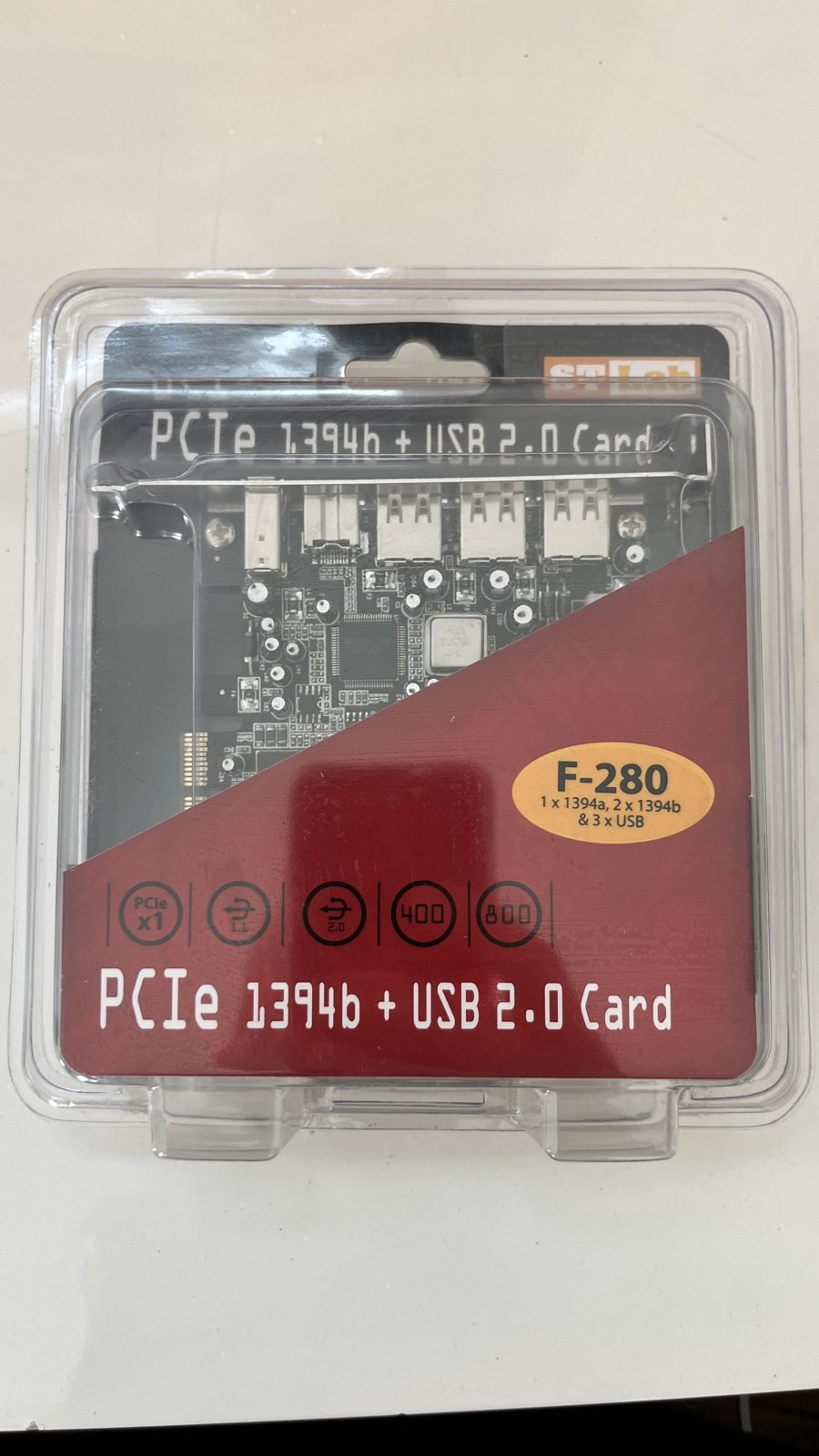 ST Lab F-280 PCIe FireWire 800 1394b 1394a + USB 2.0 Combo Card New Sealed