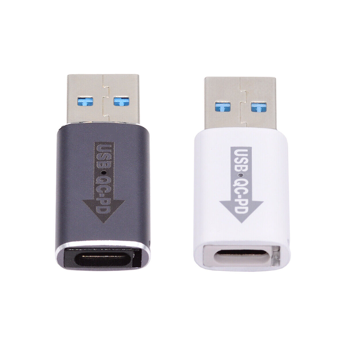 Cablecy 2pcs/lot USB 2.0 A Male QC to PD USB-C Type C 5Gbps Data Power Adapter