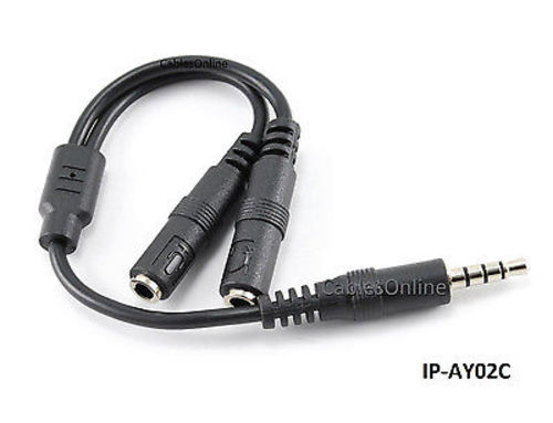 6" CablesOnline 3.5mm TRRS Male to 2x TRS 3.5mm Female Headset Splitter Adapter