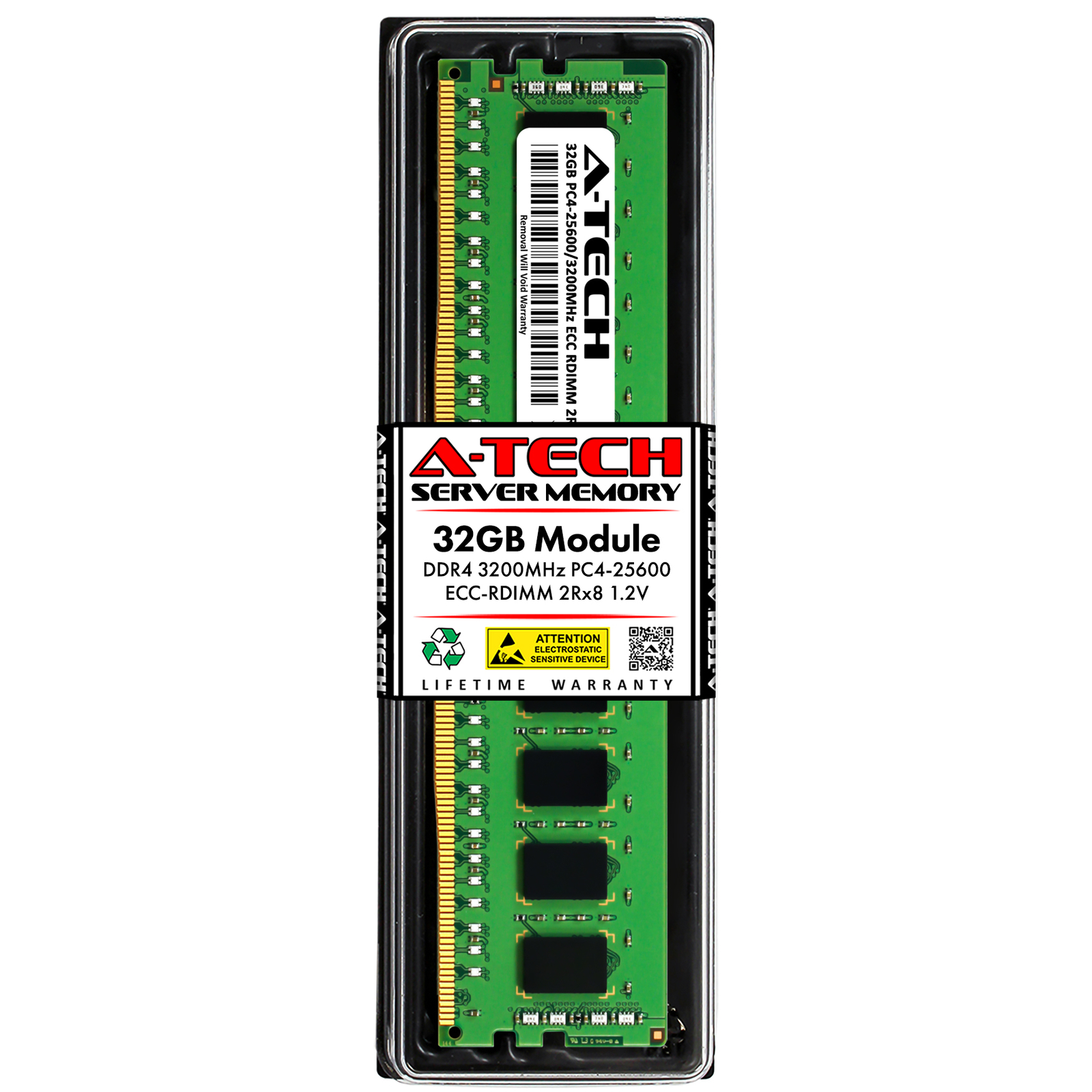 A-Tech 32GB 2Rx8 PC4-25600R RDIMM DDR4 3200 MHz ECC REG Server Memory RAM