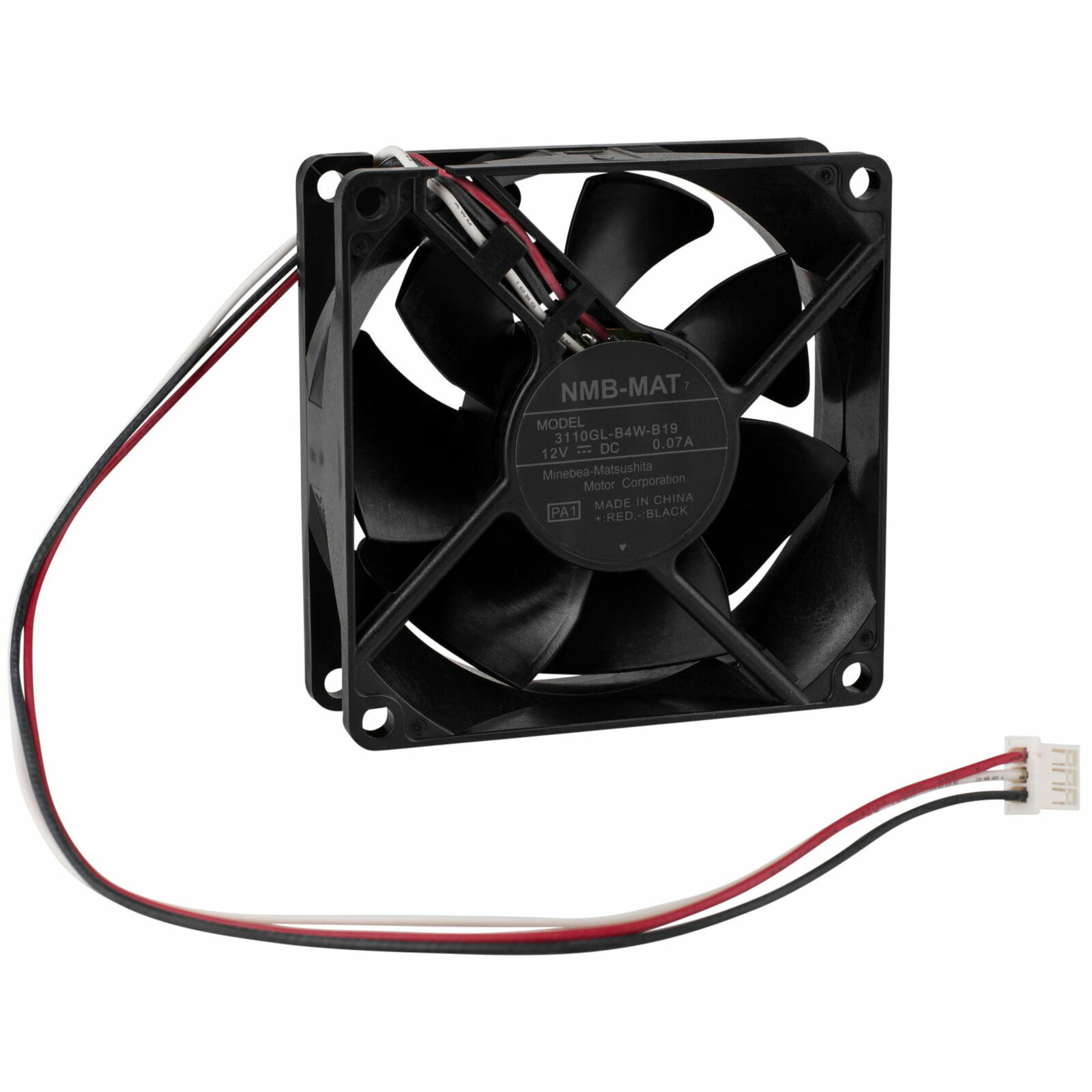 Fan 12V 80x80x25mm 2150 RPM 21 dB Whisper Quiet DC Ball Bearing Fan, 3110GL NMB