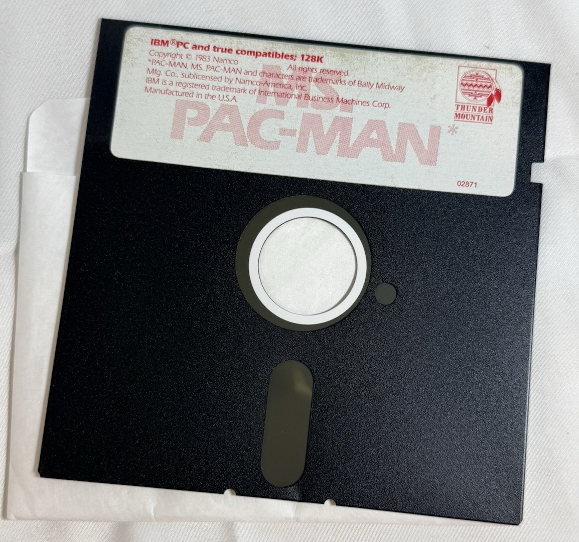 Ms. Pac-Man IBM/PC 1983 by Thunder Mountain Namco Floppy Disk Game 5.25"