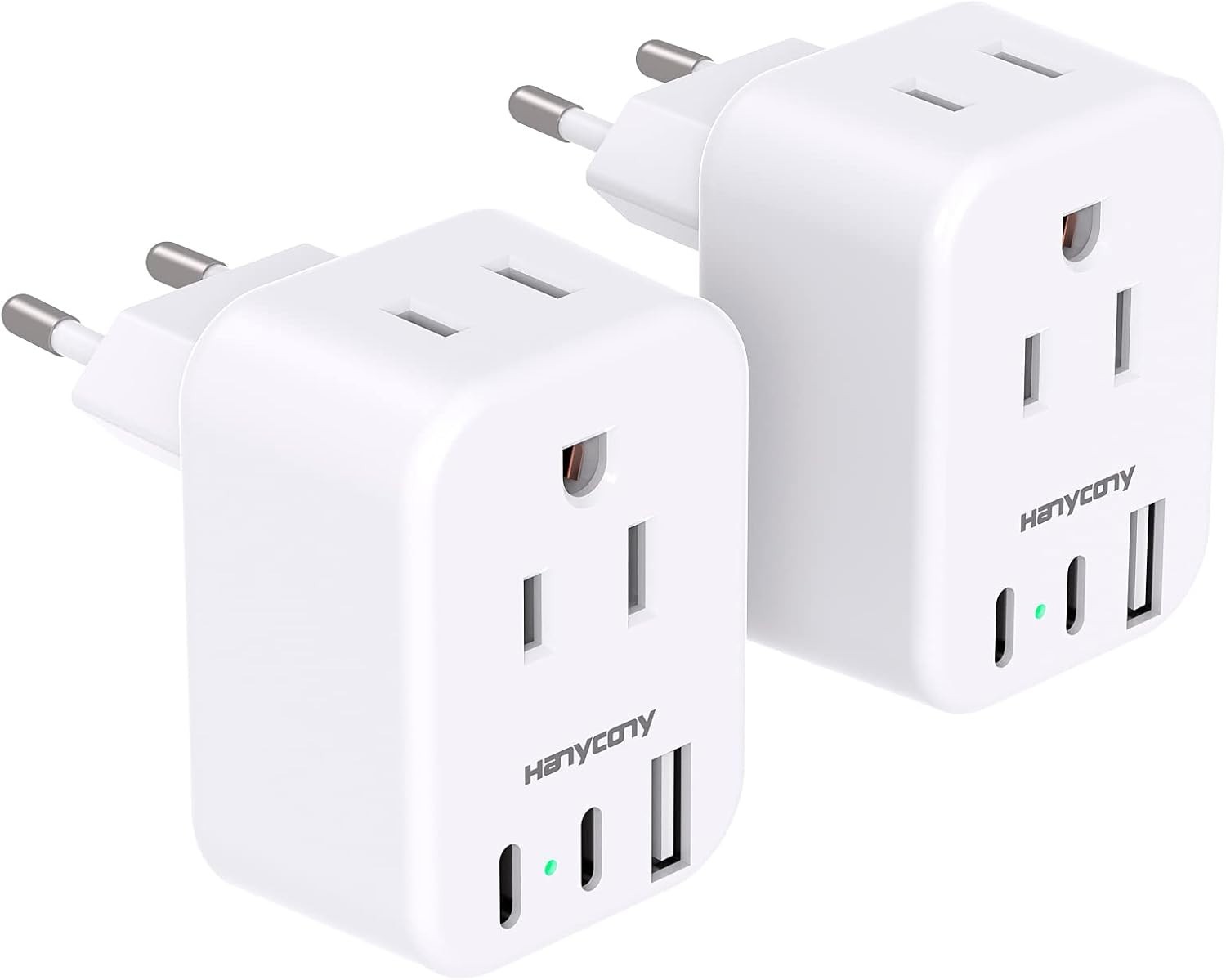 European Travel Plug Adapter for International, Italy Spain Power Adapter 2 O...