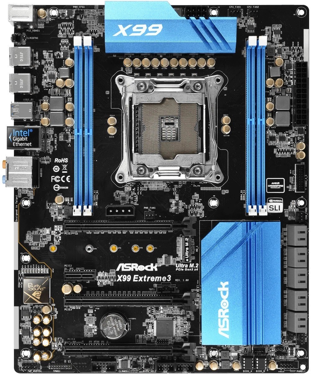 FOR ASROCK X99 EXTREME3 LGA 2011-3 DDR4*4 128GB Motherboard Test OK