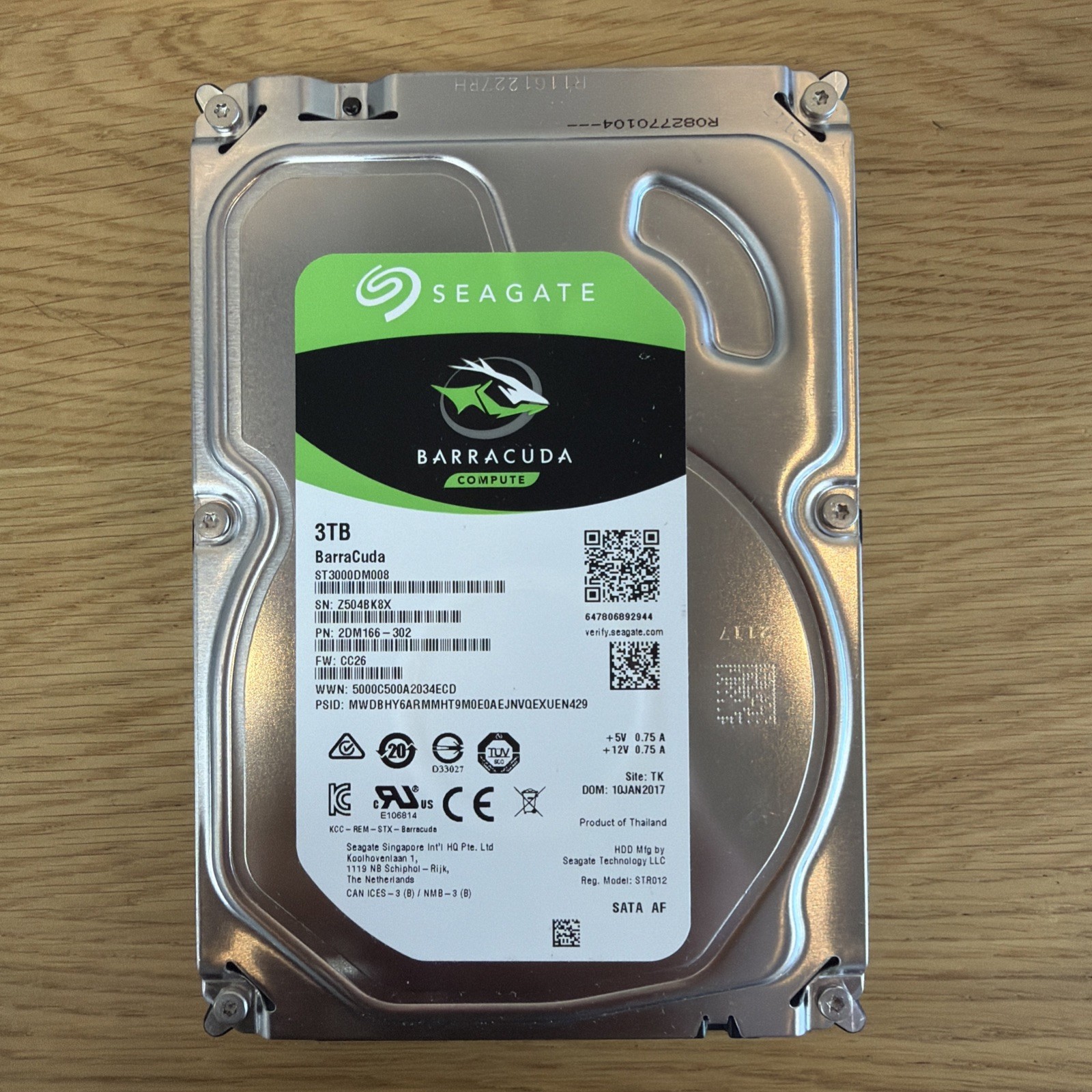 Seagate Barracuda 3.5” 3TB Sata Hard Drive ST3000DM008