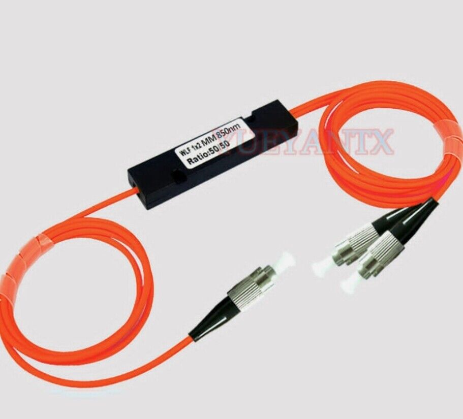 NEW 850nm 62.5/125 MM 50/50 Coupling Ratio FC/UPC FBT Optical Fiber PLC Splitter