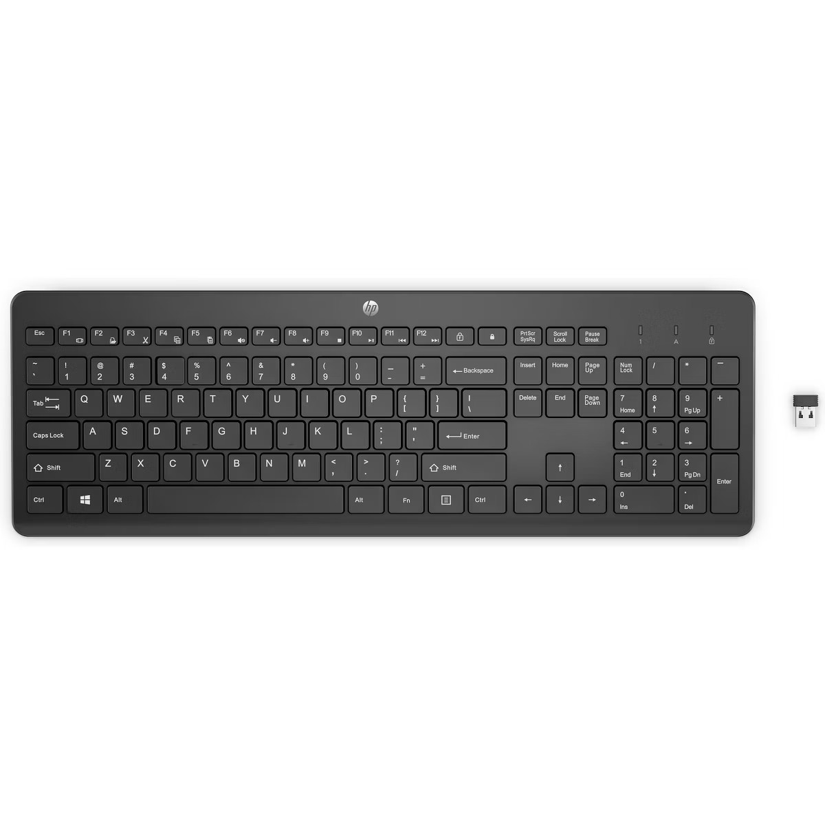 HP 230 Full Size Wireless Keyboard Low Profile Keys Black Design