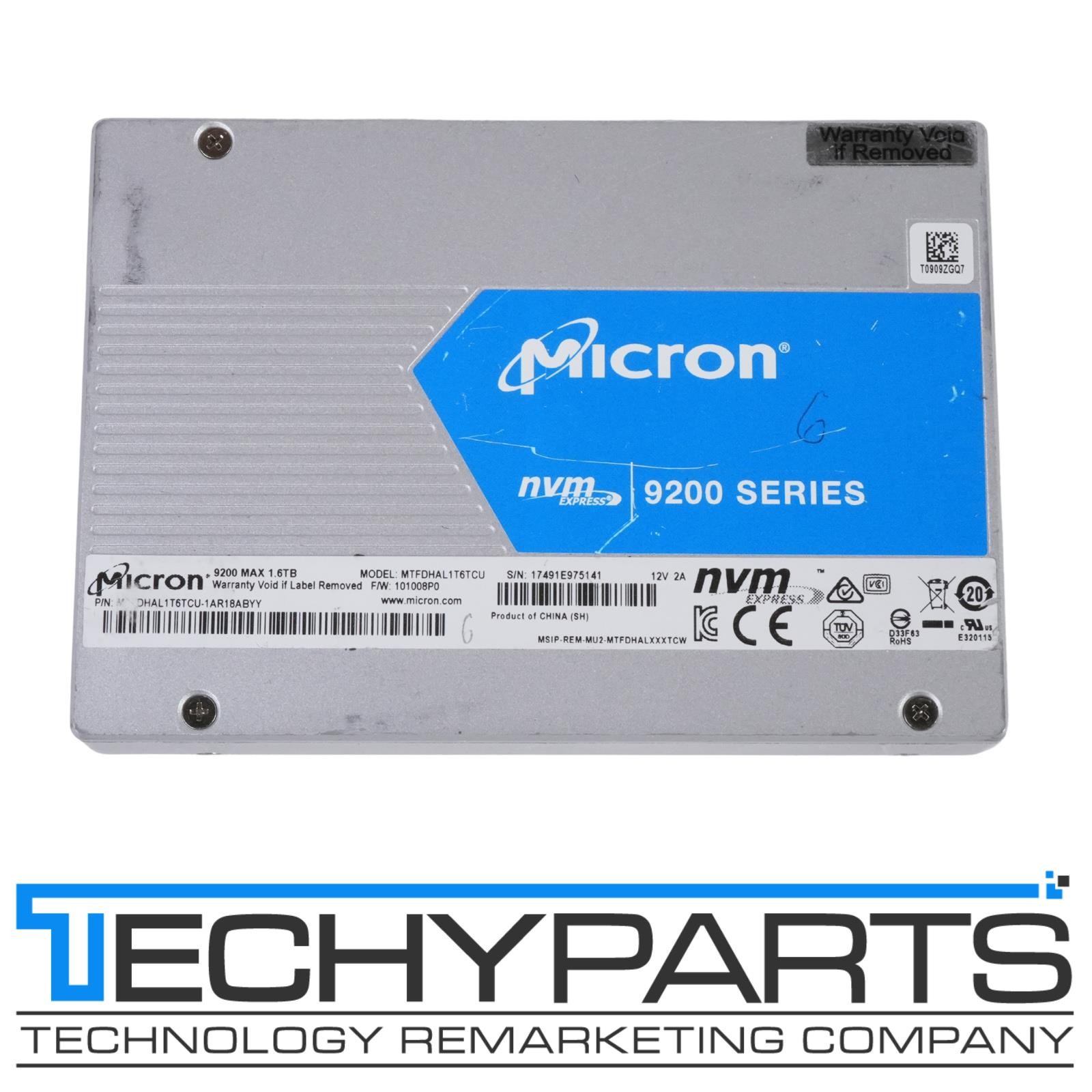 Micron 9200 MAX 1.6TB NVMe U.2 PCIe Gen3 x4 TLC SSD MTFDHAL1T6TCU-1AR18ABYY 91%