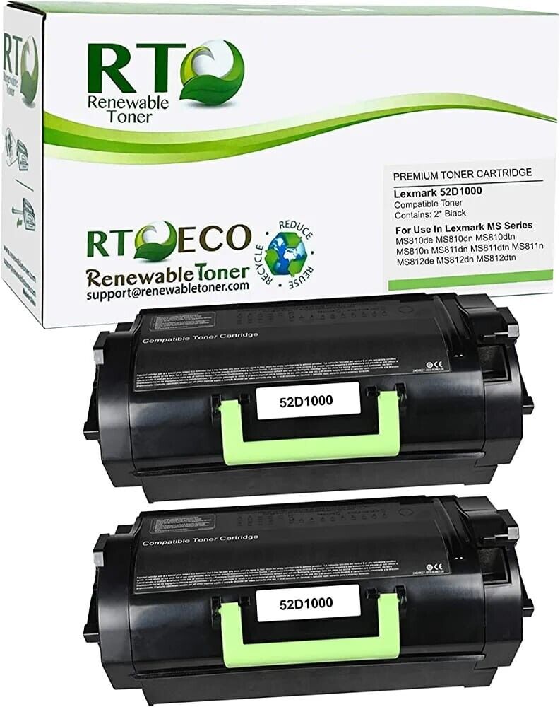 2 Pack RT Compatible Lexmark 521 Toner Replacement for Lexmark Printers