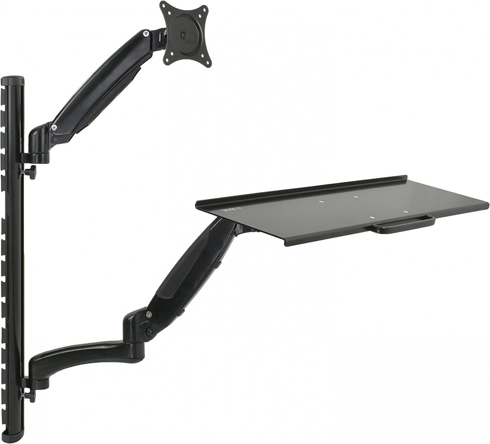 VIVO Black Sit-Stand Wall Mount Counterbalance Height Adjustable Monitor and... 