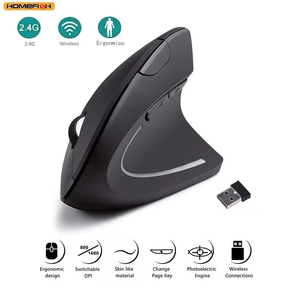 Anker Wireless 2.4G Ergonomic Vertical Optical Mouse - Black (‎AK-98ANWVM-UBA)