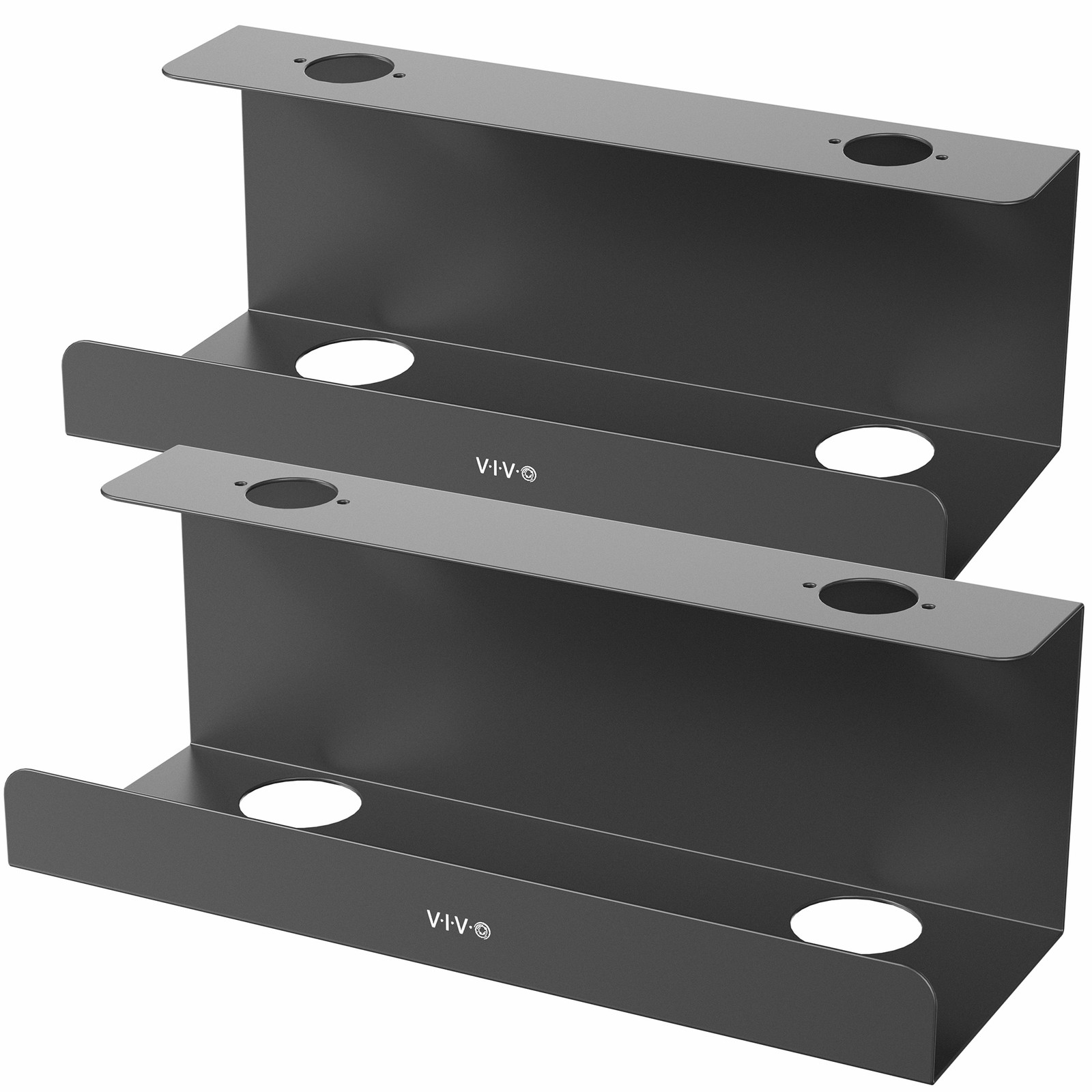 VIVO Black Extra Deep Under Desk Cable Management Trays - 2 Pack