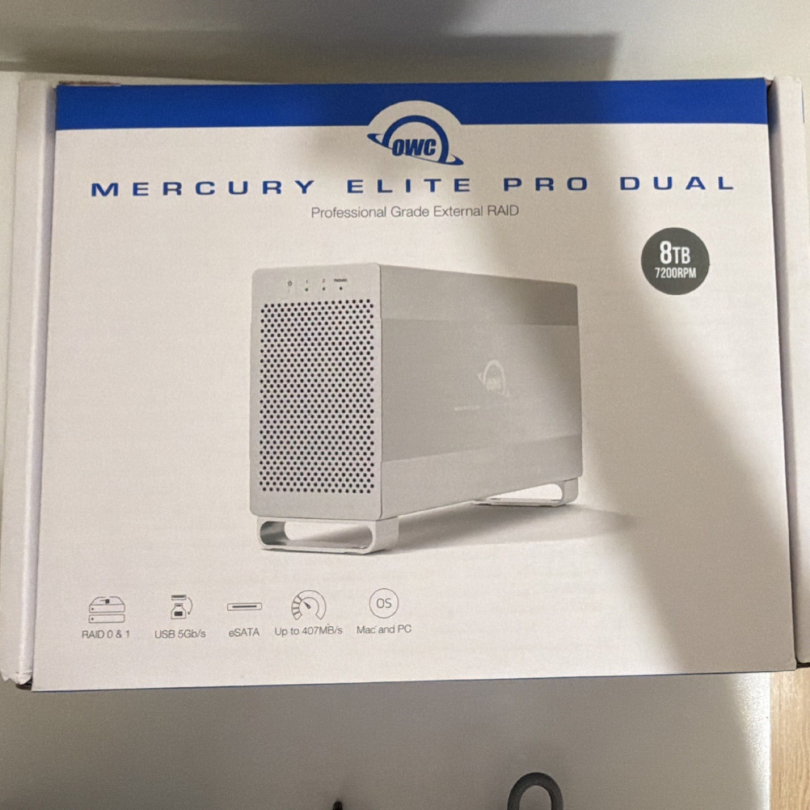 NEW OWC Mercury Elite Pro Dual RAID 8TB USB 3.0/eSATA Sealed