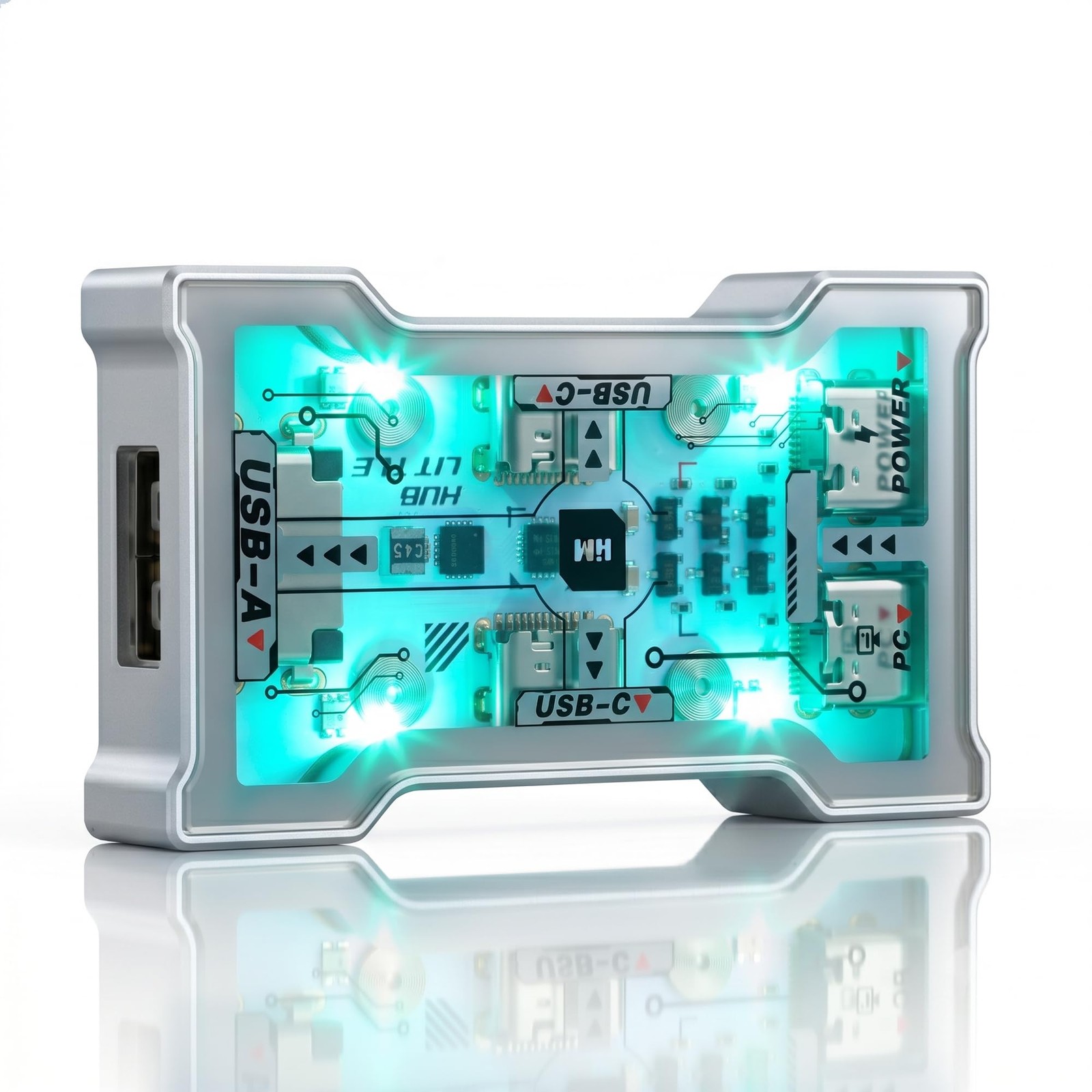 8K USB-C Gaming Dock with Clear Glass Window, Cartoon Print & LED Light