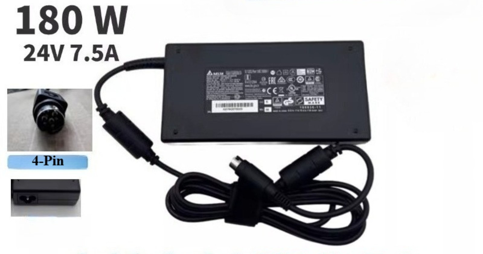 Genuine DELTA 180W 24V 7.5A Charger 4Pin Tip Power Supply AC Adapter