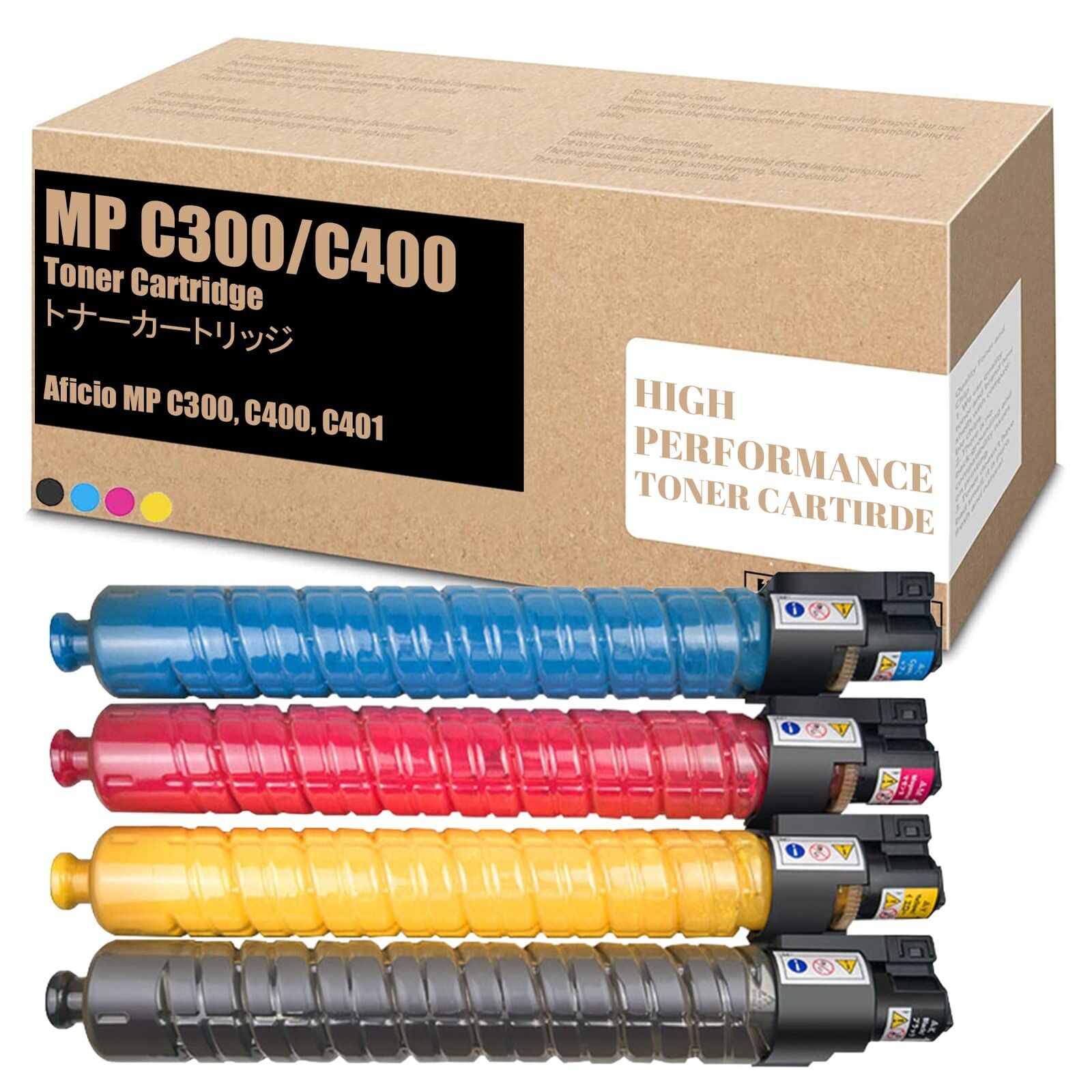 MP C300 C400 4-Color Toner Cartridges Compatible for Ricoh C401SP C401ZSP C300SR