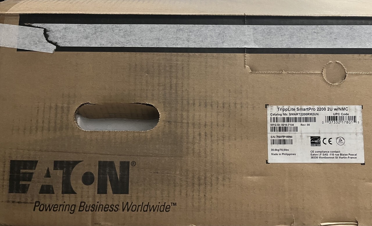 EATON SMART2200RM2UN SMARTPRO 2U 1950VA 1920W 120V LINE INTERACTIVE SINE WAVE UP