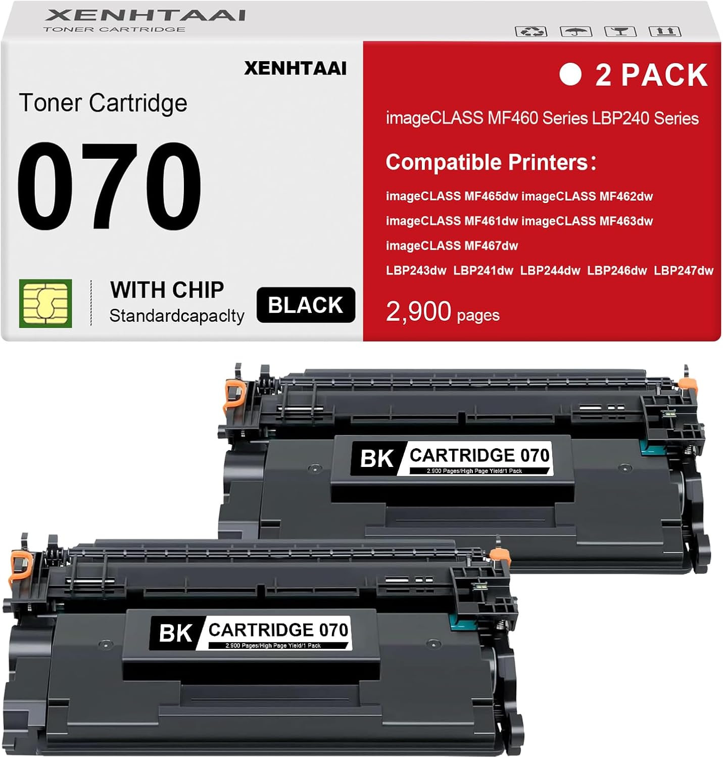 070 Toner Cartridge 2 Pack Compatible for Canon 070 070H Toner Cartridge Crg-070