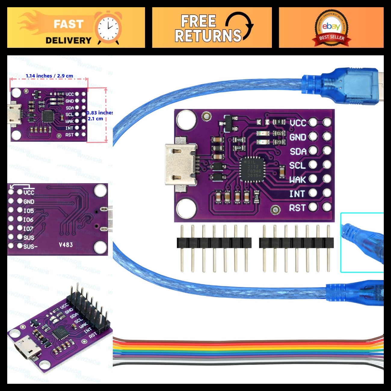 Micro USB to SMBus I2C Adapter Cable with Wires - Data Communication Connector