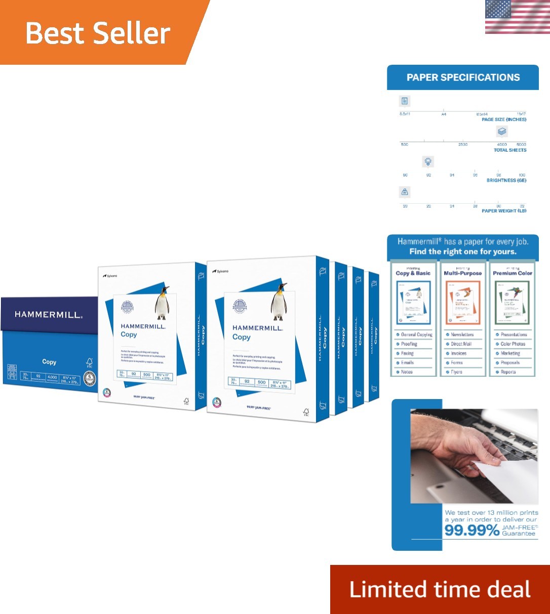 Versatile Printer Paper 8.5 x 11, 20 lb, 4000 Sheets - Perfect for Home & Office