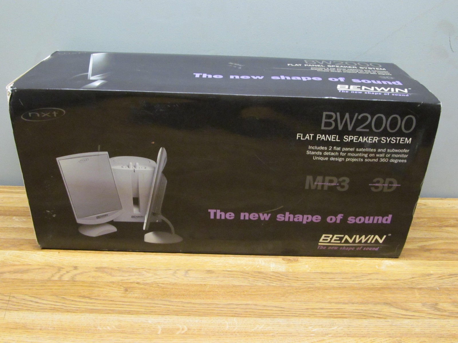 Vtg BENWIN BW2000 Flat Panel Speaker System NEW In Open Box 3D Surround Sound