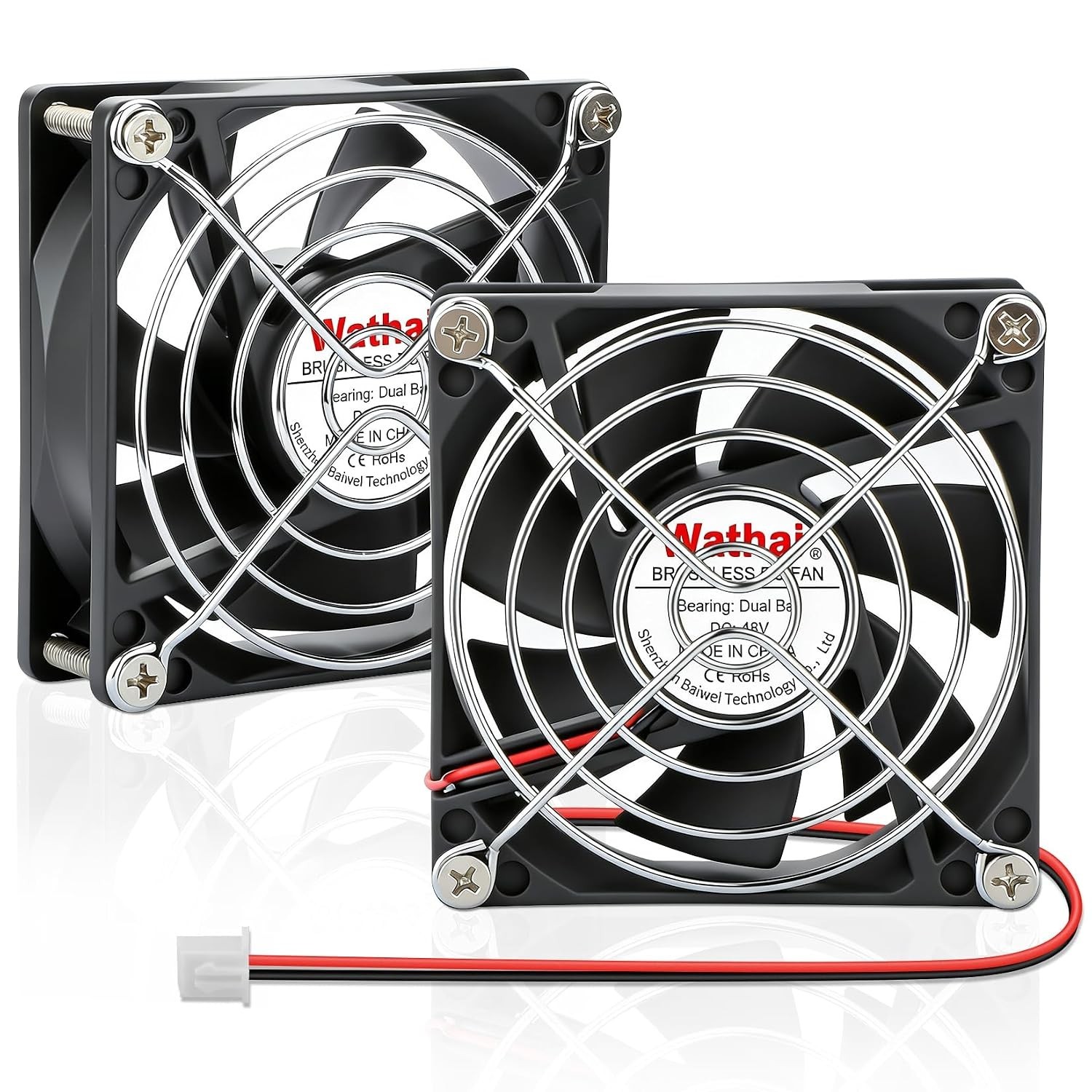 2PCS 8025 48V 80mm DC Computer Cooling Fan 80x80x25mm 2Pin High CFM | 48V Fan
