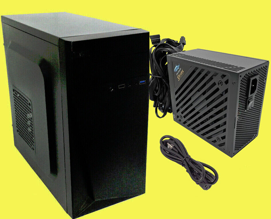 NEW Black Mini Tower Micro ATX USB 3.0 Case w/  SHARK 1000W PCIe Gaming PC PSU