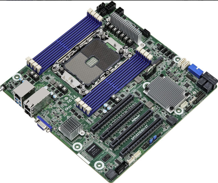 ASRock SPC621D8U-2T Micro-ATX Server Motherboard AMD SP3 DDR4 NVMe SATA Combo