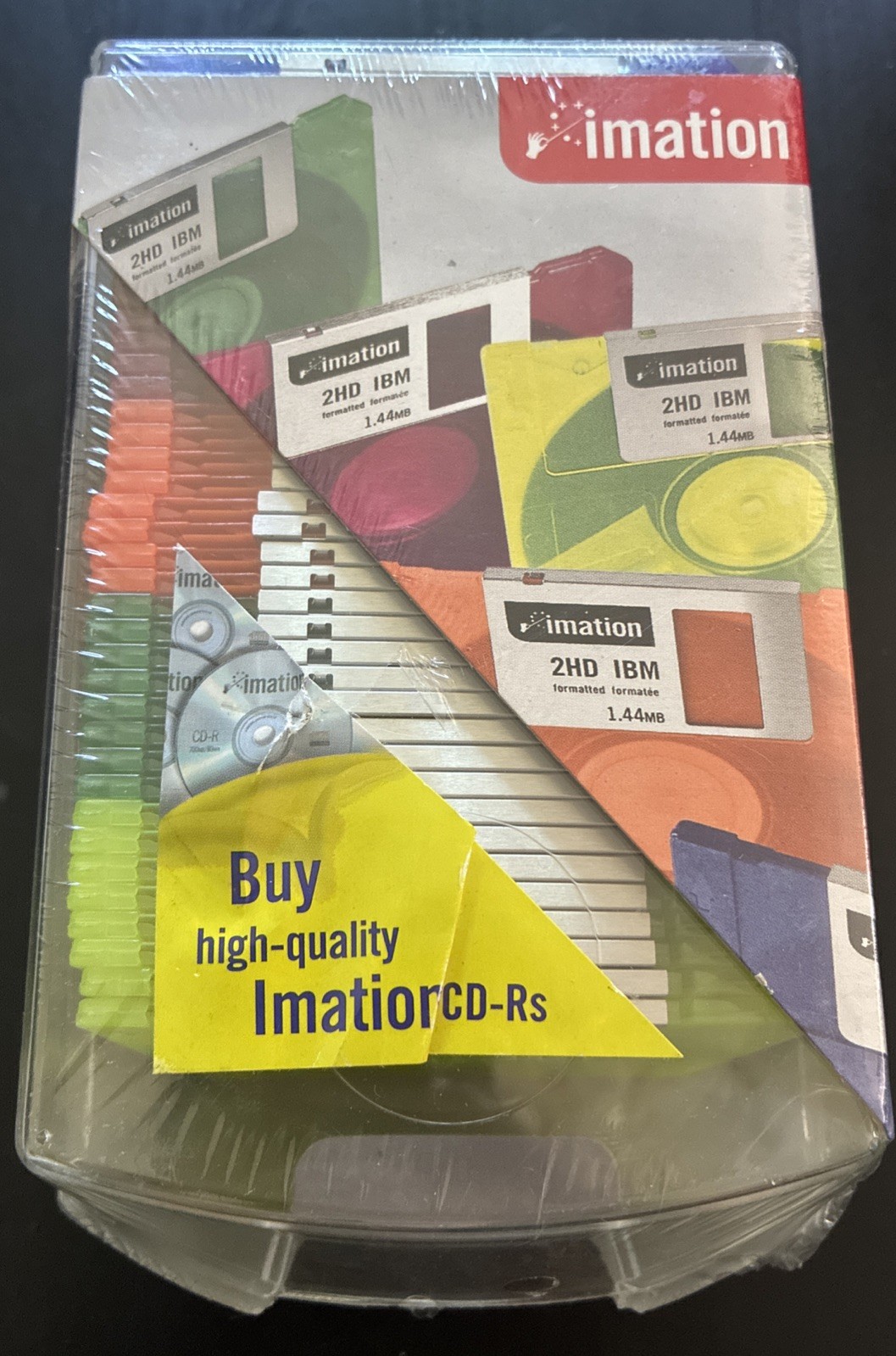 Vintage IMATION Neon Diskettes 2HD IBM 1.44 MB NOS Pack of 40 SEALED
