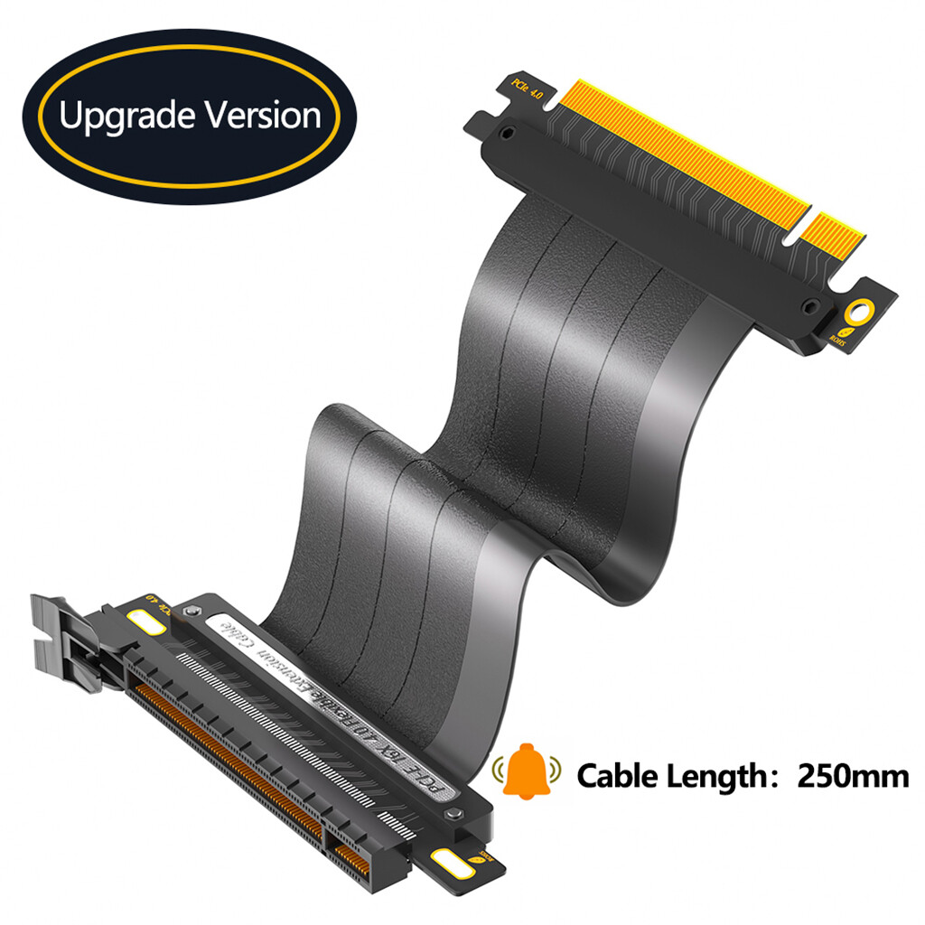 90/180 Degree PCI-E 4.0 16x High Speed PCIe Riser Silver-plated Cable 64GBS