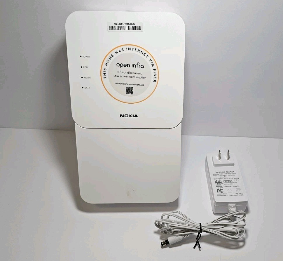 Nokia XS-010X-Q Optical Network Terminal With Power Cord and mount / fiber