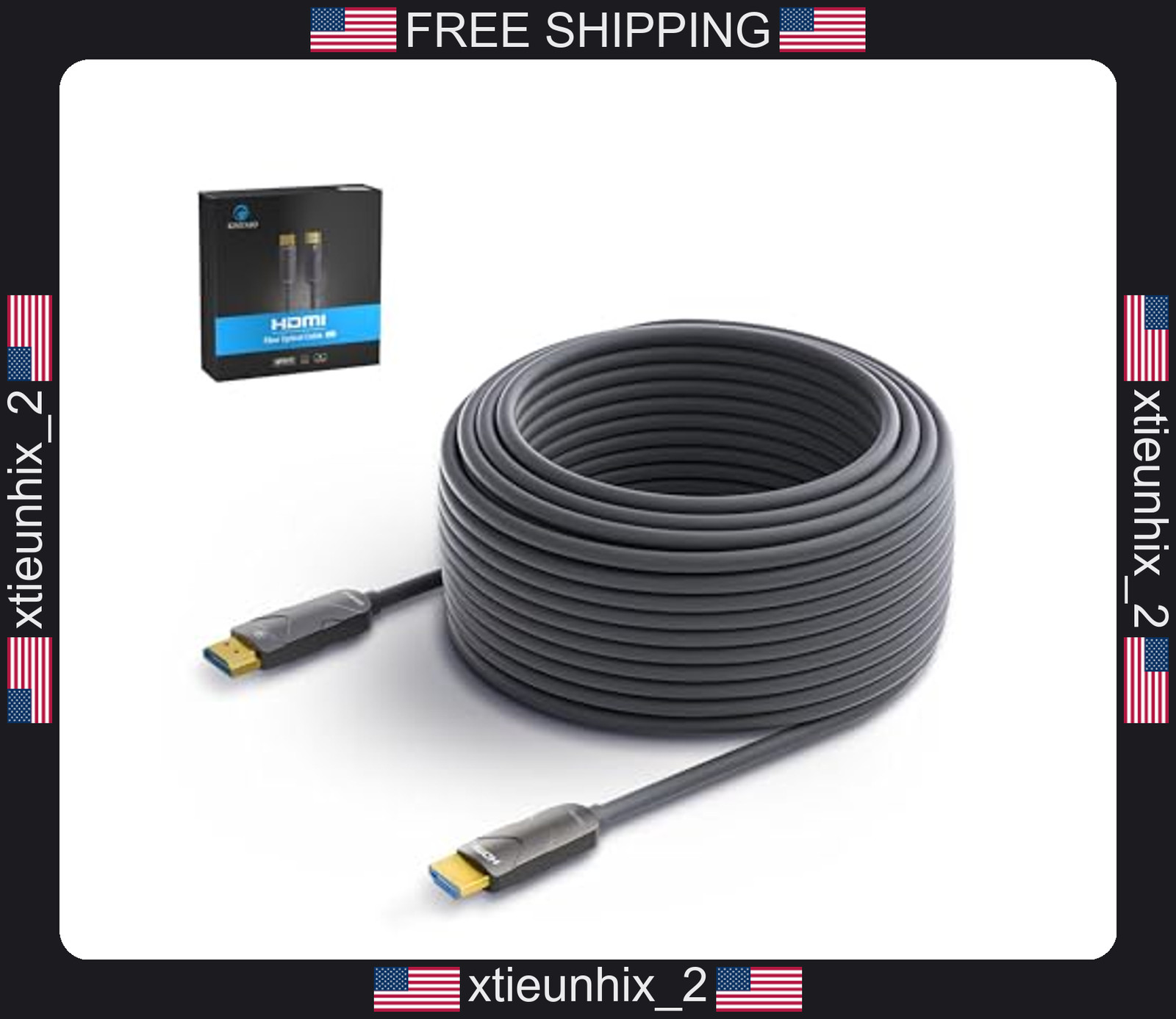 Fiber Optic HDMI Cable 100ft 4K 60Hz Ultra High Speed Slim Active Cord