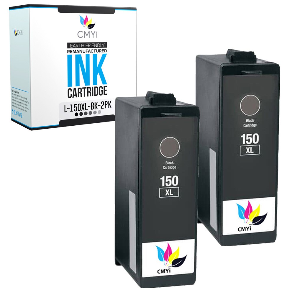CMYi 2PK Replacement 150XLBK Ink Cartridge for Lexmark Pro715 Pro915 S310 S515