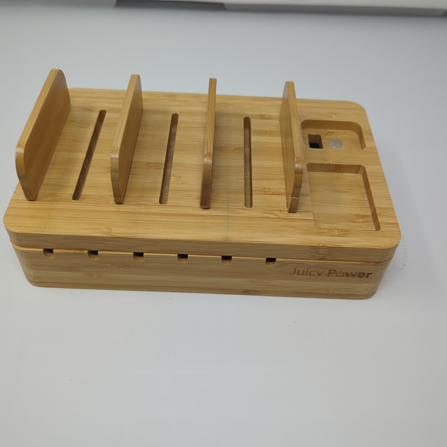 Juicy Power Universal Bamboo Charging Station Dock Organizer for Multiple Device