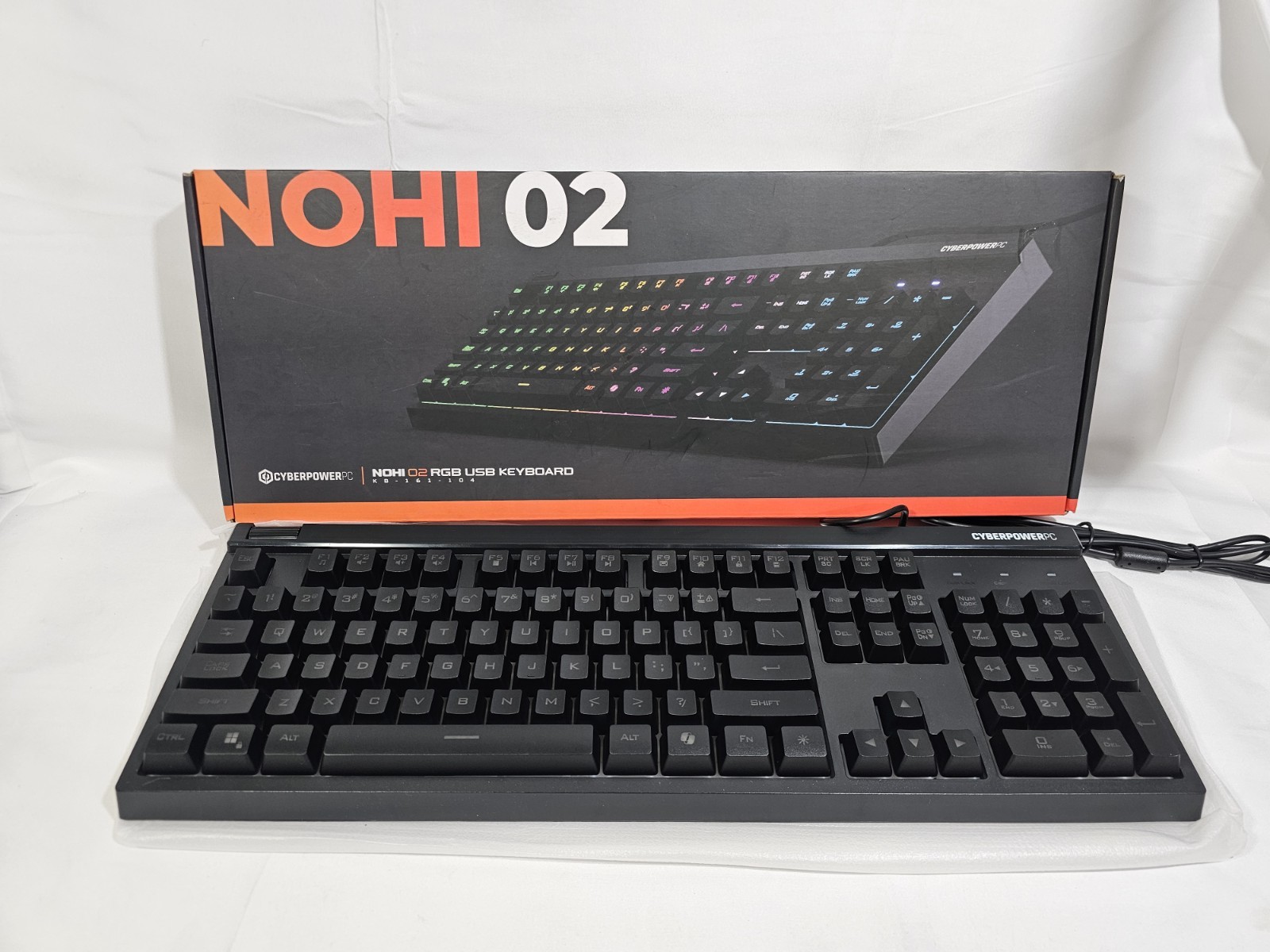 CyberPowerPC NOHI 02 RGB LED USB Wired Gaming Keyboard KB-161-104 w/ Box
