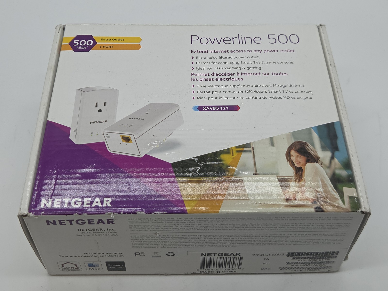 Netgear Powerline 500 XAVB5421-100PASS Extend Internet Access Outlet 500 Mbps