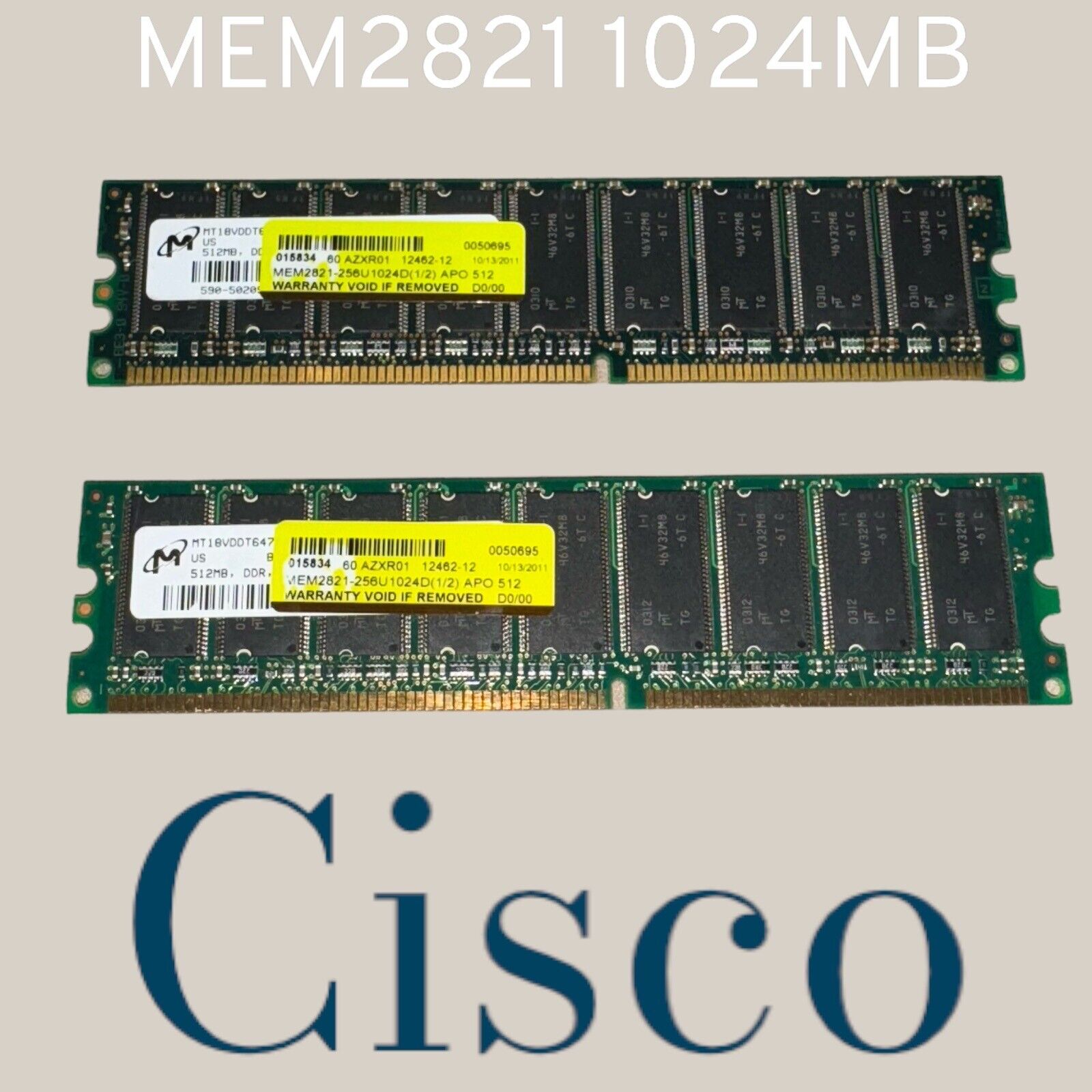 Cisco Approved DRAM Memory MEM2821-512D 512MB for Cisco 2800 Series 2821 -Pack 2