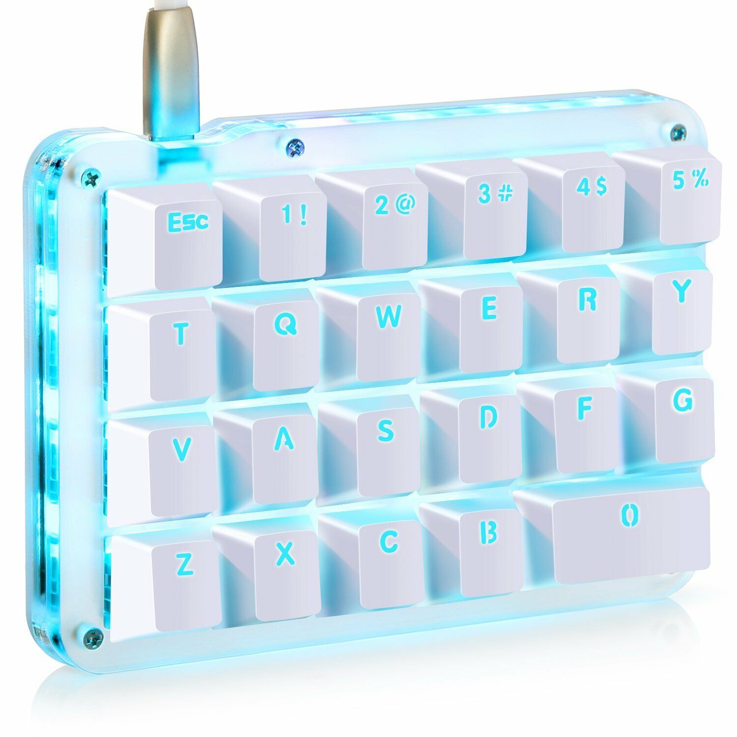 One Handed Macro Mechanical Gaming Keyboard 23 Programmable Keys Blue Switches