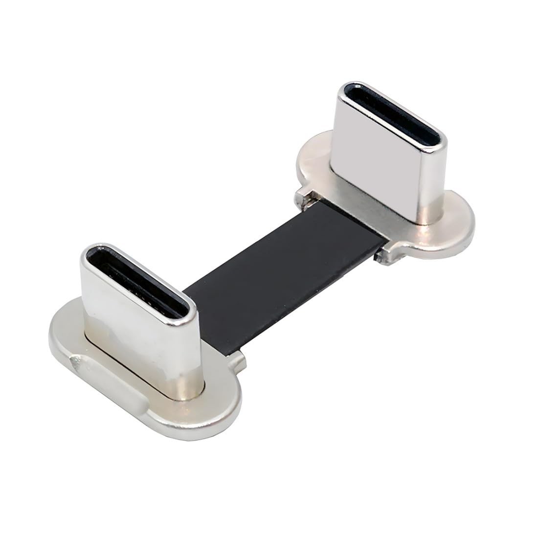 chenyang 0.78Inch USB C Short Flat Cable, 2.0 Type C Dual 90 20MM, Silver