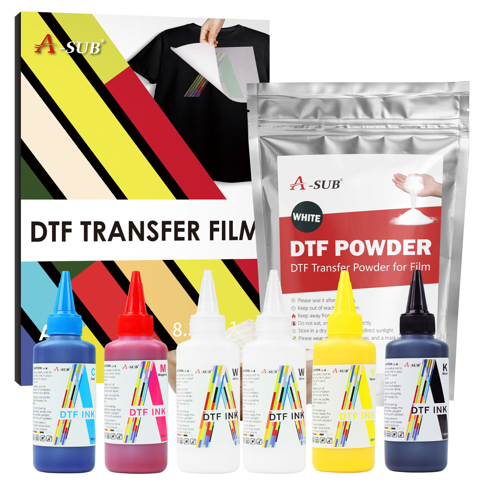 A-SUB DTF Bundle Kit Sublimation Direct to Film- DTF Film + DTF Ink + DTF Powder