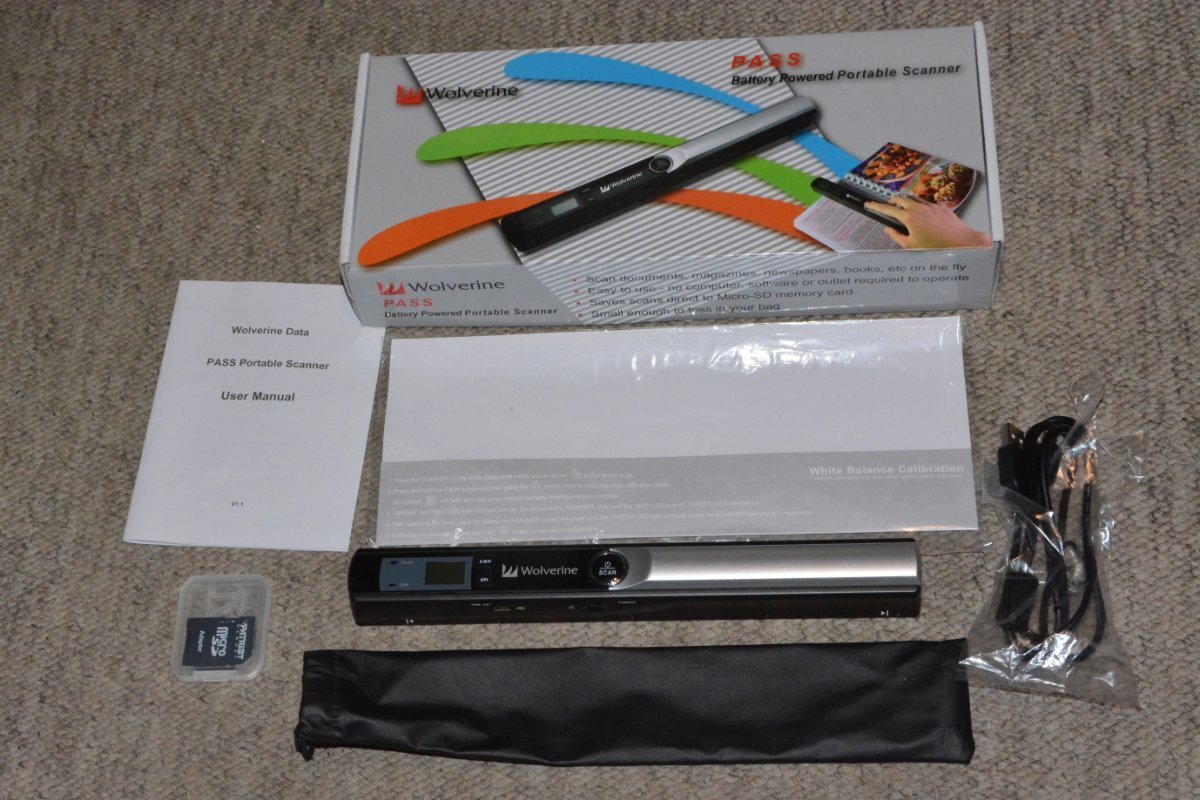 Wolverine PASS 100 Battery Powered Handheld Scanner+batts+16gb memory card