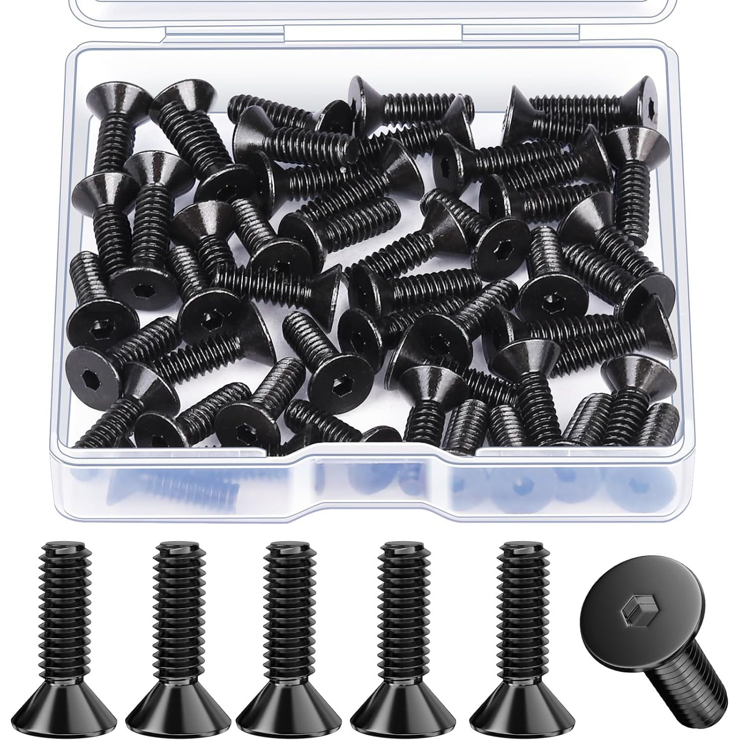 50Pcs #6-32X1/2” Flat Head Socket Cap Screws, 10.9 Grade Carbon Steel Machine Sc