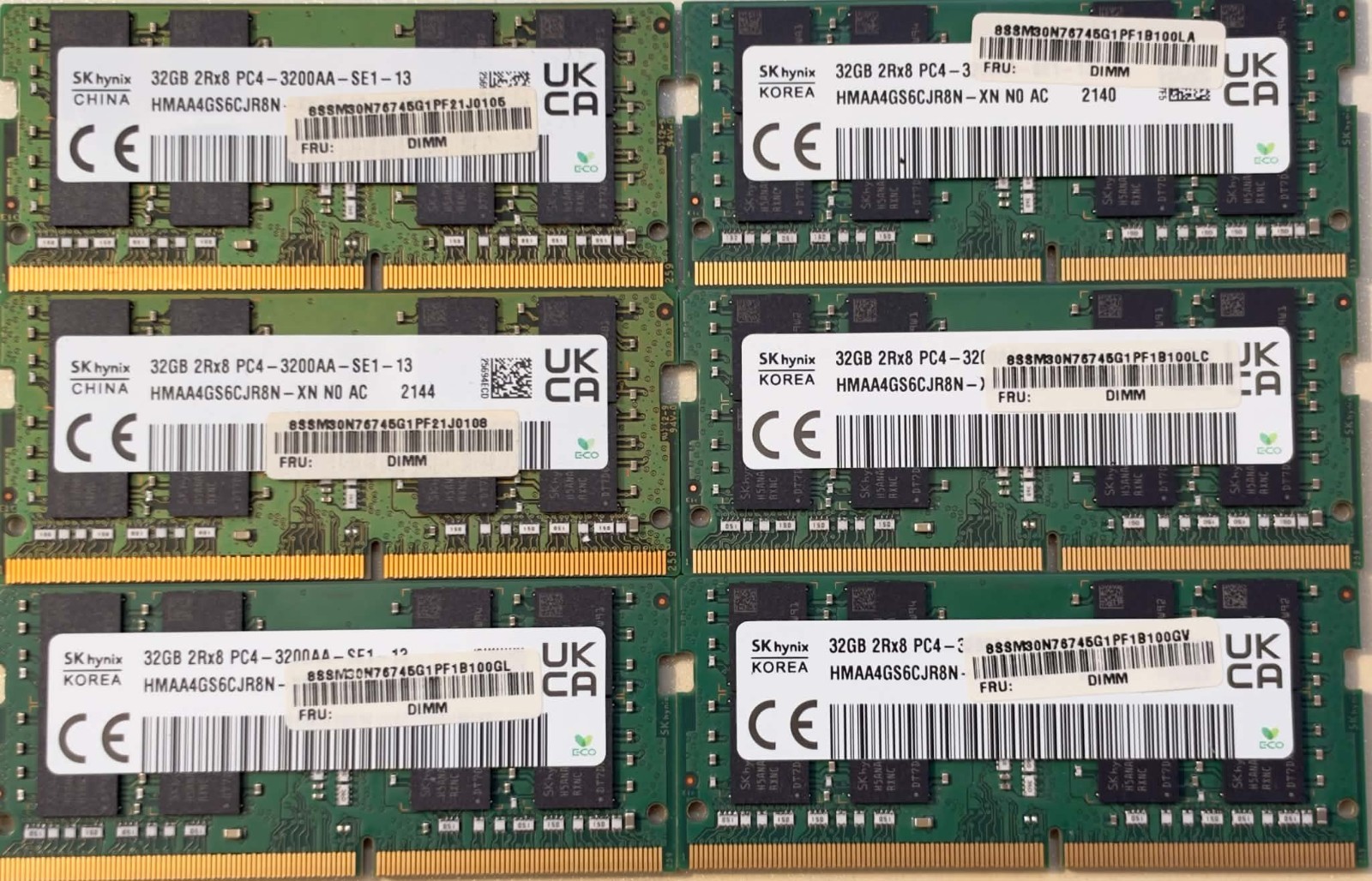 One Used SK Hynix 32GB 2RX8 PC4-3200AA DDR4 SO-DIMM Memory HMAA4GS6CJR8N-XN RAM