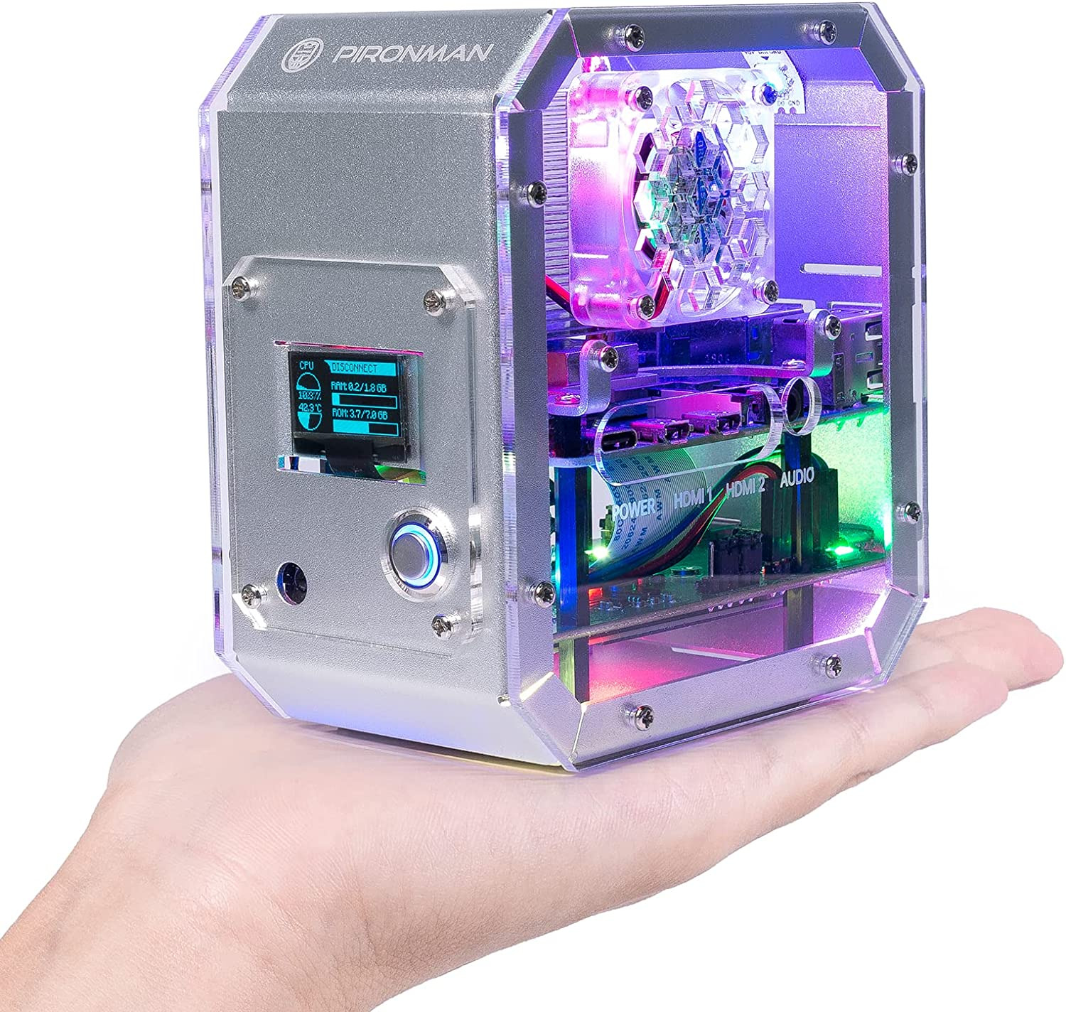 Pironman Mini PC Case for Raspberry Pi - Aluminum Alloy Tower Case with Fan, Tow